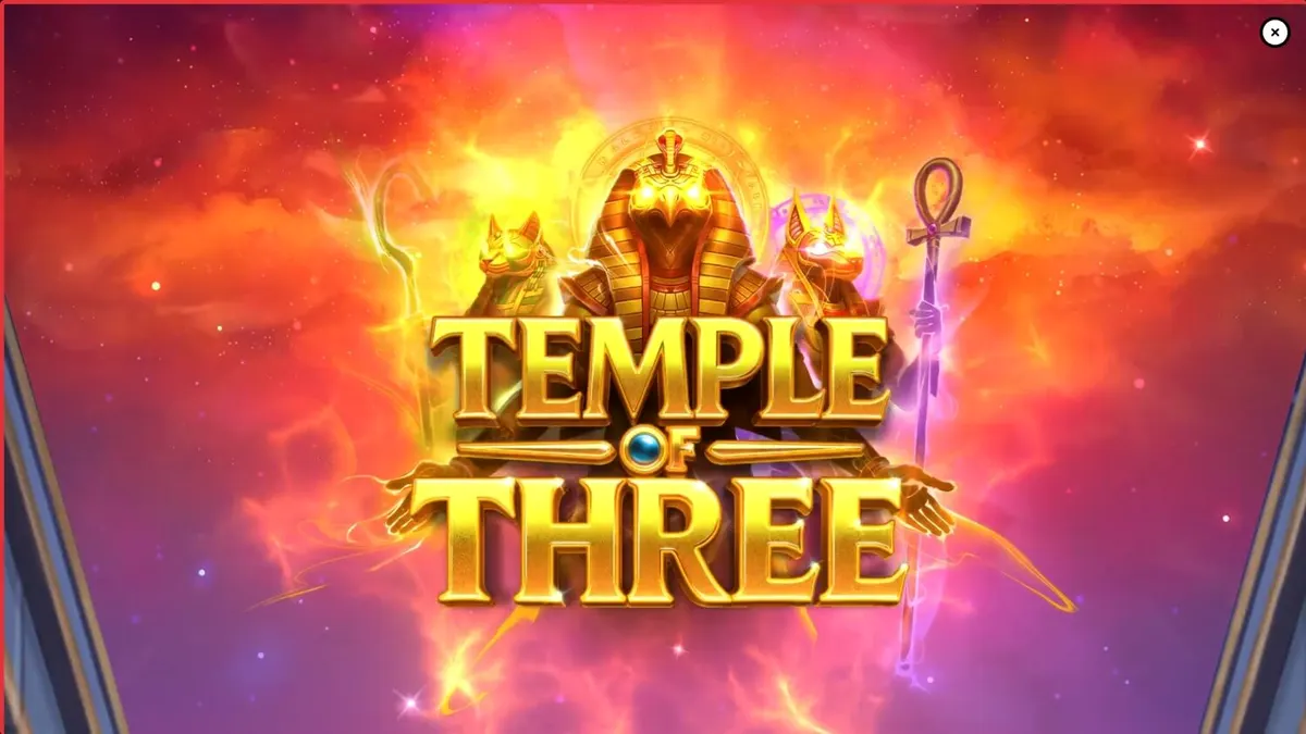 Temple of Three slot machine interface with Egyptian deity statues