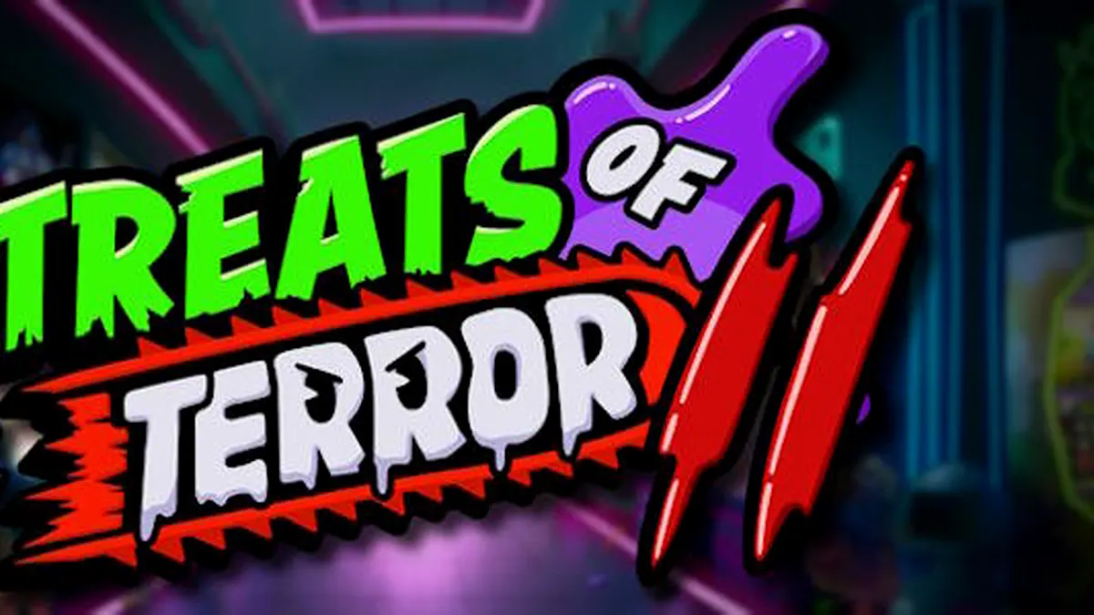 Cena temática de Treats of Terror II com doces animados e um Gobstopper gigante
